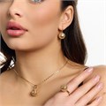 Комплект ювелирной бижутерии коллекция "Дубай" серьги, кулон и кольцо 19 р, покрытие позолота, вставка: цирконы, цвет: прозрачный, арт.217.529-19 217.529-19