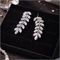 Серьги бижутерия висячие веточки с камнями, цвет: серебристый и прозрачный, арт.012.029 012.029