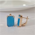 Серьги Каталог >> Бижутерия >> Ювелирная бижутерия с крупным камнем коллекция "Дубай", покрытие позолота, вставка: стекло, цвет: бирюзовый матовый, арт.313.517 313.517