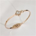 Браслет жесткий на руку в стиле ван клиф из стали с перламутром, вставка: фианит, арт.219.454 219.454