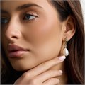 Серьги Каталог >> Бижутерия >> Ювелирная бижутерия Итальянское золото (покрытие желтое 14к), вставка: искусственный жемчуг и фианиты, арт.216.447 216.447