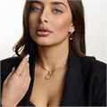 Комплект ювелирной бижутерии коллекция "Дубай" серьги, кулон и кольцо 18 р, покрытие позолота, вставка: цирконы и искусственный жемчуг, цвет: прозрачный, арт.215.710-18 215.710-18