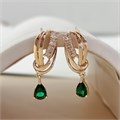 Серьги с подвеской Каталог >> Бижутерия >> Ювелирная бижутерия коллекция "Дубай", покрытие позолота, вставка: фианиты, цвет: прозрачный и зеленый, арт.215.717 215.717