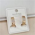 Серьги колечки коллекция "Xuping" покрытие позолота, вставка: цирконы, цвет: прозрачный, арт.101.341 101.341