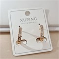 Серьги колечки коллекция "Xuping" покрытие позолота, вствака: фианиты, цвет: прозрачный, арт.101.332 101.332
