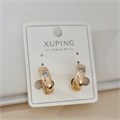 Серьги колечки коллекция "Xuping" покрытие позолота, вствака: фианиты, цвет: прозрачный, арт.101.338 101.338