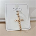 Кулон крест коллекция "Xuping" покрытие позолота, вставка: цирконы, цвет: прозрачный, арт.101.348 101.348