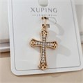 Кулон крест коллекция "Xuping" покрытие позолота, вставка: цирконы, цвет: прозрачный, арт.101.344 101.344