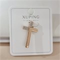 Кулон крест коллекция "Xuping" покрытие позолота, вставка: цирконы, цвет: прозрачный, арт.101.346 101.346