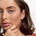 Комплект ювелирной бижутерии коллекция "Дубай" серьги и кольцо 18 р, покрытие позолота, вставка: цирконы, цвет: прозрачный, арт.215.656-18 215.656-18