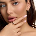 Комплект ювелирной бижутерии коллекция "Дубай" серьги и кольцо 20 р, покрытие позолота, вставка: фианиты и цирконы, цвет: черный и прозрачный, арт.215.674-20 215.674-20