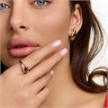 Комплект ювелирной бижутерии коллекция "Дубай" серьги и кольцо 18 р, покрытие позолота, вставка: фианиты и цирконы, цвет: черный и прозрачный, арт.215.681-18 215.681-18