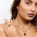 Комплект ювелирной бижутерии коллекция "Дубай" серьги, кулон и кольцо 20 р, покрытие позолота, вставка: стекло и цирконы, цвет: зеленый и прозрачный, арт.217.489-20 217.489-20
