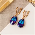 Серьги с камнем под Swarovski Каталог >> Бижутерия >> Ювелирная бижутерия коллекция "Дубай", покрытие позолота, цвет: фиолетовый с синим, арт.414.381 414.381