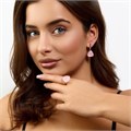 Комплект серьги и кольцо с камнем матового розового цвета, покрытие позолота, коллекция Дубайское золото, арт.215.653-19 215.653-19