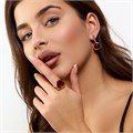 Комплект серьги и кольцо с камнем красного цвета, покрытие позолота, коллекция Дубайское золото, арт.215.646-17 215.646-17