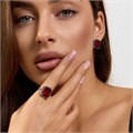 Комплект ювелирной бижутерии коллекция "Дубай" серьги и кольцо 18 р покрытие посеребрение, вставка: стекло и цирконы, цвет: рубиновый и черный, арт.215.539-18 215.539-18