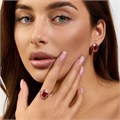 Комплект ювелирной бижутерии коллекция "Дубай" серьги и кольцо 19 р покрытие позолота, вставка: стекло, цвет: фиолетовый и красный, арт.215.570-19 215.570-19
