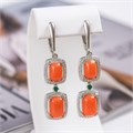 Серьги длинные Каталог >> Бижутерия >> Ювелирная бижутерия коллекция "Дубай", покрытие посеребрение, вставка: пластик и цирконы, цвет: оранжевый и прозрачный, арт.313.398 313.398