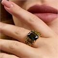 Кольцо 18 р Каталог >> Бижутерия >> Ювелирная бижутерия коллекция "Дубай", покрытие позолота, вставка: фианиты, цвет: оливковый, арт.313.357-18 313.357-18