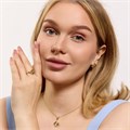 Комплект ювелирной бижутерии Итальянское золото (покрытие желтое 14к), серьги, кулон и кольцо 19 р, вставка: цирконы, цвет: прозрачный, арт.313.338-19 313.338-19