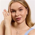 Комплект ювелирной бижутерии коллекция "Дубай" серьги, кулон и кольцо 17 р, покрытие позолота, вставка: цирконы и искусственный жемчуг, цвет: прозрачный и жемчужный, арт.313.331-17 313.331-17