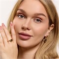 Комплект ювелирной бижутерии коллекция "Дубай" серьги и кольцо 17 р, покрытие позолота, вставка: фианит, цвет: темно-оливковый, арт.313.337-17 313.337-17