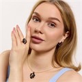 Комплект ювелирной бижутерии коллекция "Дубай" серьги, кулон и кольцо 20 р, покрытие позолота, вставка: эмаль, цвет: черный матовый, арт.313.345-20 313.345-20