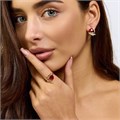 Комплект ювелирной бижутерии коллекция "Дубай" серьги и кольцо 18 р, покрытие позолота,  вставка: фианиты, цвет: красный и прозрачный, арт.217.378-18 217.378-18