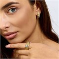 Комплект ювелирной бижутерии Итальянское золото (покрытие желтое 14к) серьги и кольцо 19 р, вставка: фианиты, цвет: прозрачный, арт.217.390-19 217.390-19