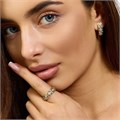 Комплект ювелирной бижутерии Итальянское золото (покрытие желтое 14к) серьги и кольцо 19 р, вставка: фианиты, цвет: прозрачный, арт.217.398-19 217.398-19