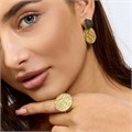 Комплект ювелирной бижутерии Итальянское золото (покрытие желтое 14к) серьги и кольцо 18 р, арт.217.393-18 217.393-18
