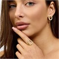 Комплект ювелирной бижутерии Итальянское золото (покрытие желтое 14к) серьги, кулон и кольцо 17 р, вставка: фианиты, цвет: прозрачный, арт.217.408-17 217.408-17