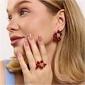 Комплект ювелирной бижутерии коллекция "Дубай" серьги и кольцо 20 р покрытие позолота, вставка: фианиты, цвет: красный и прозрачный, арт.314.958-20 314.958-20