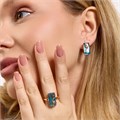 Комплект ювелирной бижутерии коллекция "Дубай" серьги и кольцо 17 р, покрытие позолота, вставка: фианиты, цвет: небесно-голубой, арт.414.024-17 414.024-17