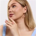 Комплект ювелирной бижутерии коллекция "Дубай" серьги и кольцо 17 р, покрытие позолота, вставка: искусственный кошачий глаз, цвет: розовый, арт.314.984-17 314.984-17