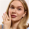 Комплект ювелирной бижутерии коллекция "Дубай" в форме капли серьги и кольцо разъемное 18-19 р, покрытие позолота, арт.414.055 414.055-18/19