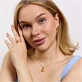 Комплект ювелирной бижутерии Дубайское золото: серьги, кулон и кольцо 17 р с крупным камнем, покрытие позолота, вставка: фианит, цвет: желтый, арт.314.965-17 314.965-17