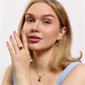 Комплект ювелирной бижутерии Дубайское золото: серьги, кулон и кольцо 19 р с крупным камнем, покрытие позолота, вставка: фианит, цвет: зеленый, арт.314.968-19 314.968-19