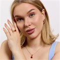 Комплект ювелирной бижутерии Дубайское золото: серьги, кулон и кольцо 20 р с крупным камнем, покрытие позолота, вставка: фианит, цвет: красный, арт.314.963-20 314.963-20