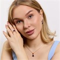 Комплект ювелирной бижутерии Дубайское золото: серьги, кулон и кольцо 17 р с крупным камнем, покрытие позолота, вставка: фианит, цвет: синий, арт.314.962-17 314.962-17