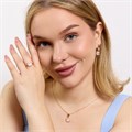 Комплект ювелирной бижутерии Дубайское золото: серьги, кулон и кольцо 18 р с крупным камнем, покрытие позолота, вставка: фианит, цвет: прозрачный, арт.314.967-18 314.967-18
