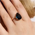 Кольцо 19 р бижутерия Дубайское золото: покрытие позолота, вставка: фианит, цвет: синий, арт.414.140-19 414.140-19