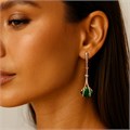 Серьги подвески длинные с зеленым камнем, покрытие позолота 585 пробы, арт.314.981 314.981