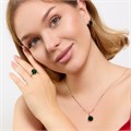 Комплект ювелирной бижутерии серьги, кулон и кольцо 18 р, покрытие посеребрение, вставка: фианит, цвет: изумрудный, арт.313.198-18 313.198-18