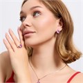 Комплект ювелирной бижутерии серьги, кулон и кольцо 20 р, покрытие посеребрение, вставка: фианит, цвет: розовый, арт.313.196-20 313.196-20