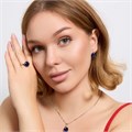 Комплект ювелирной бижутерии серьги, кулон и кольцо 17 р, покрытие посеребрение, вставка: фианит, цвет: сапфировый, арт.313.194-17 313.194-17