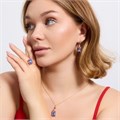 Комплект ювелирной бижутерии коллекция "Дубай" серьги, кулон и кольцо 19 р, покрытие позолота, вставка: фианит, цвет: розовый и голубой, арт.313.187-19 313.187-19