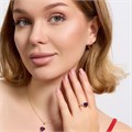 Комплект ювелирной бижутерии коллекция "Дубай" серьги, кулон и кольцо 19 р, покрытие позолота, вставка: фианиты, цвет: фиолетовый, арт.313.172-19 313.172-19