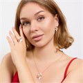 Комплект ювелирной бижутерии коллекция "Дубай" серьги, кулон и кольцо 17 р, покрытие позолота, вставка: матовая эмаль, цвет: белый, арт.313.170-17 313.170-17